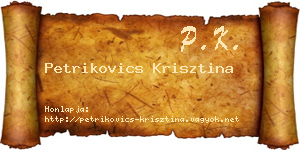 Petrikovics Krisztina névjegykártya